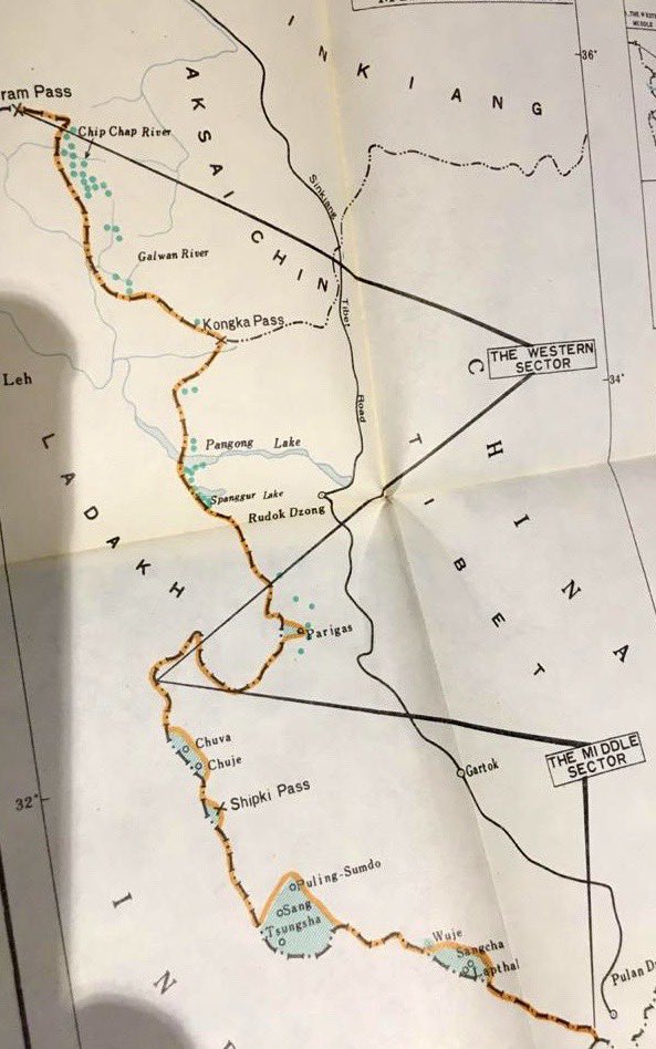 Only this map from November 1962 shows China’s claim extending all the way to the Shyok. (via  @praveenswami,  https://twitter.com/praveenswami/status/1264083001731735552)