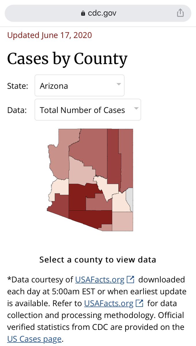 Did you know that the CDC doesn’t use its own data on numbers of cases by county? It uses data from  @USAFacts - an organization I had never heard of before this pandemic. https://www.cdc.gov/coronavir...
