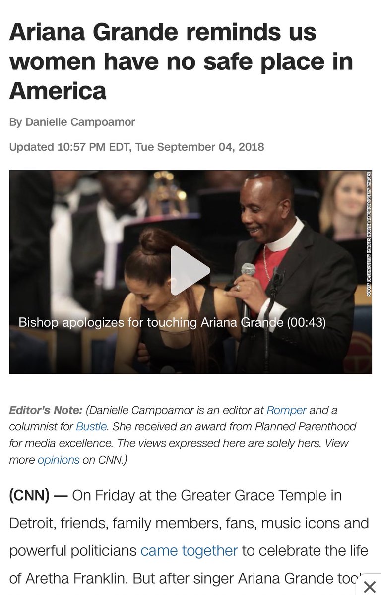 fentyindy's tweet image. lets not forget when Ariana Grande got sexually harassed at Aretha Franklin's funeral and people said it was because her dress was too short.