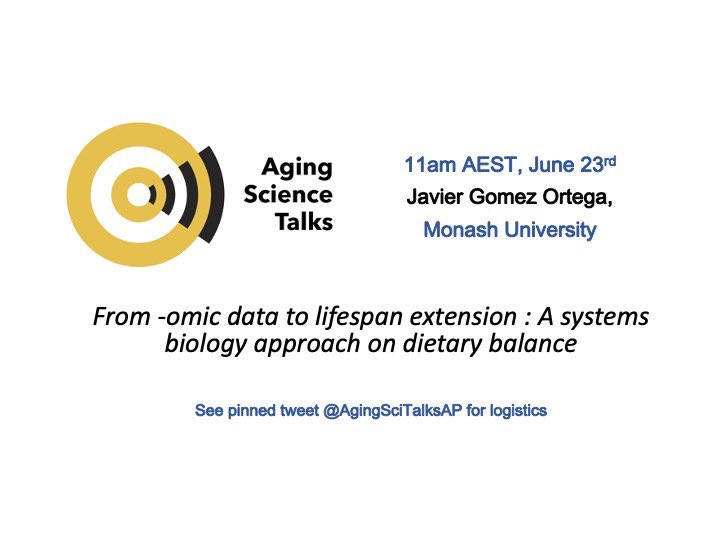 Join us tomorrow (June 23, 11am AusEST) for the next Ageing Science Talk online - Javier Gomez Ortega, Monash University - ‘A systems biology approach to dietary balance’