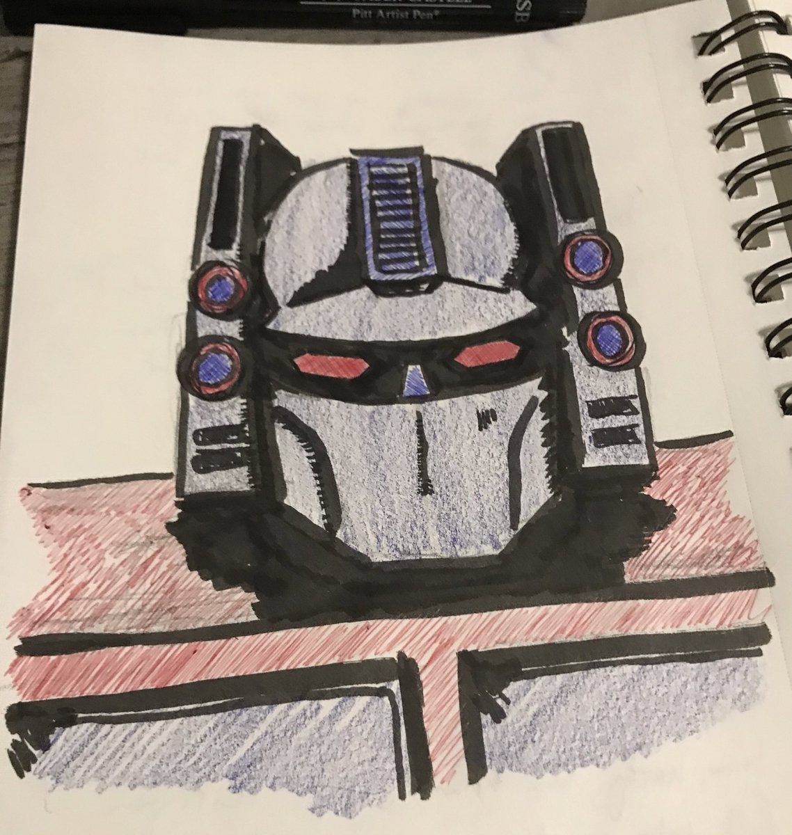 chadbowers's tweet photo. Drawing Transformers with the boy. #PowermasterOptimusPrime https://t.co/YAQrLT72Ec