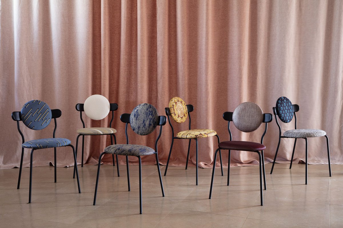 Discover Neolympique collection from Métaphores Paris with these gorgeous chairs featuring Babylone, Spuma, Podium, Ascot and more! The divine curtains are made in Odyssee fabric.

#designer #interiordesign #textiles #architecture #softfurnishing #architects #upholstery