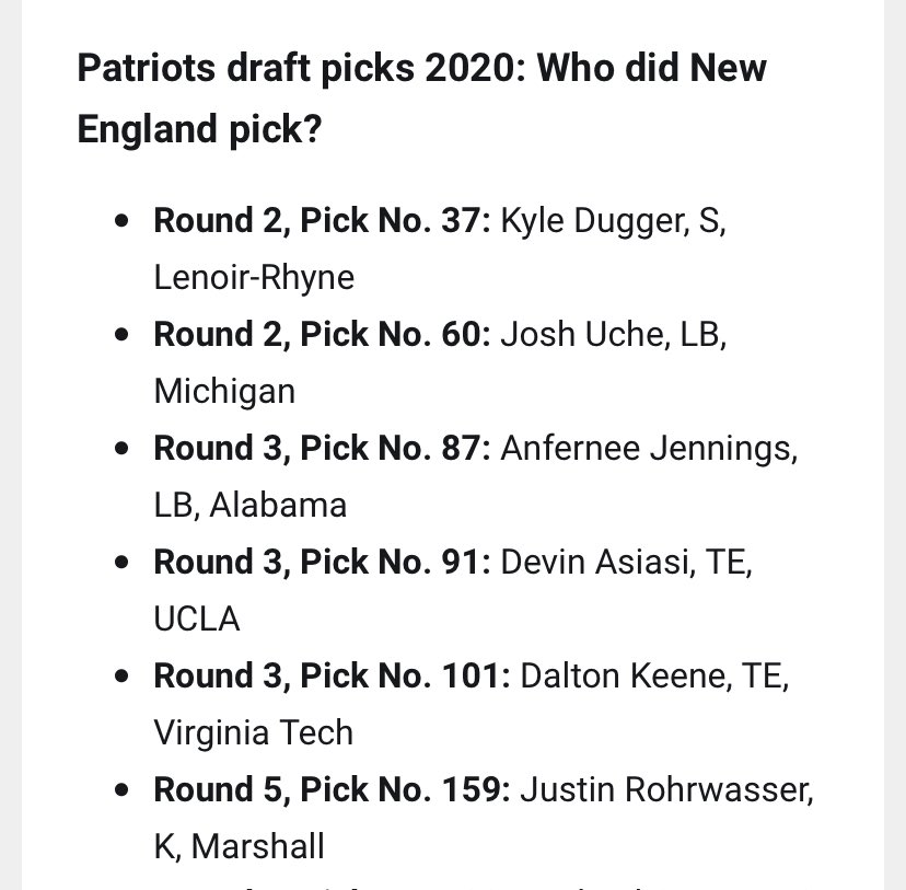 AndyTrocha's tweet photo. Belichick didn’t have a bad 2020 draft.  He was focused on guys with great immunity.  

You should see their White Blood Cell Counts!

#4Dchess #InBillWeTrust

@adamjones985 @ChristianArcand https://t.co/GjeTcqVEwz
