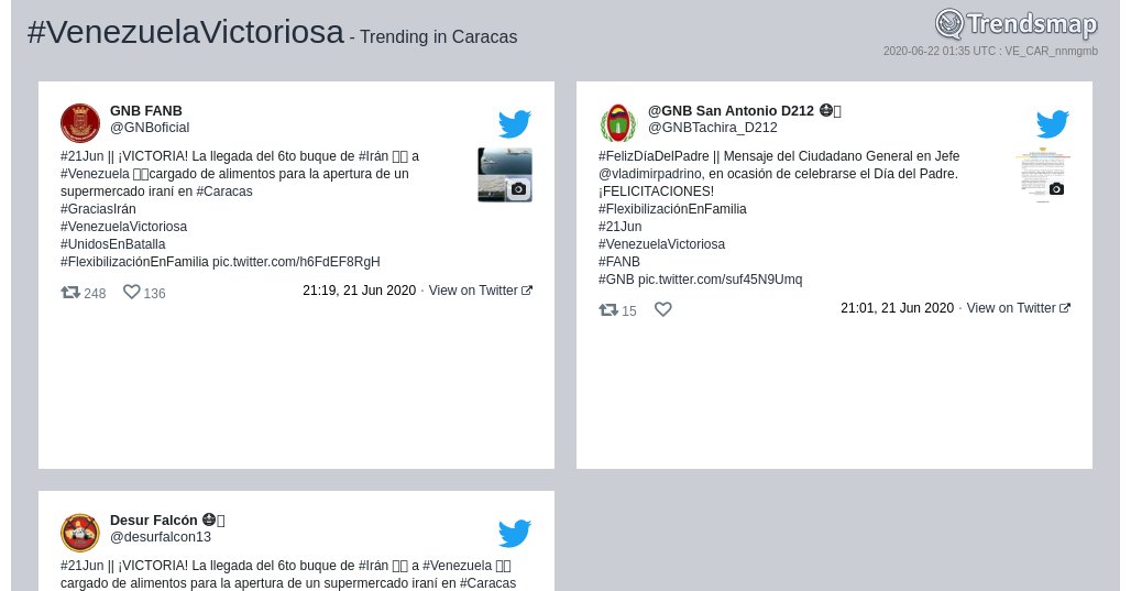#venezuelavictoriosa es ahora una tendencia en #Caracas

trendsmap.com/r/VE_CAR_nnmgmb