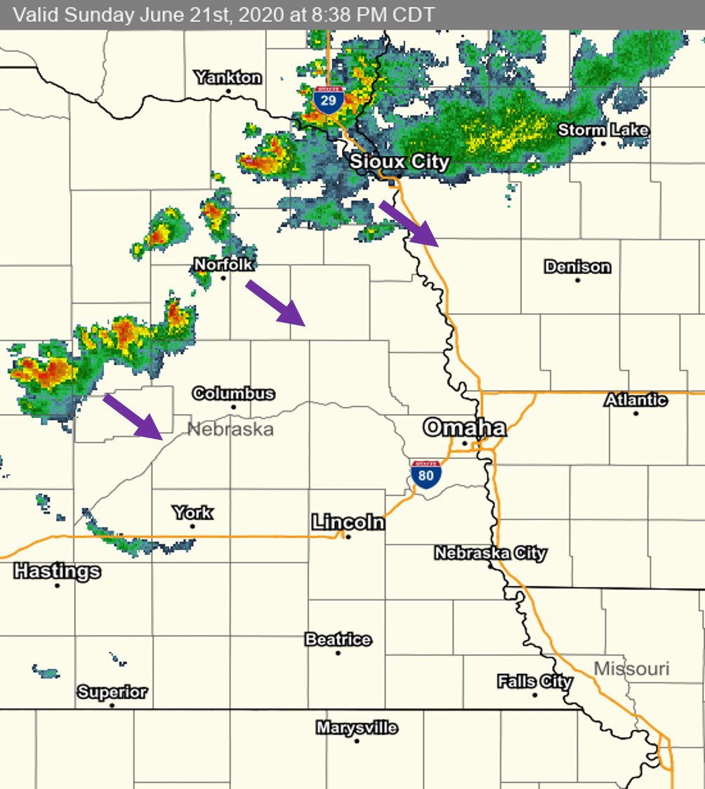 NWSOmaha's tweet photo. Well folks...Sometimes these things happen...Meteorology isn't a perfect science, and today, a few things lead to the atmosphere being a poor environment for severe storms to get going. Showers and T-storms are still possible this eve, but the severe threat is quickly diminishing https://t.co/jzxAqQaEQx