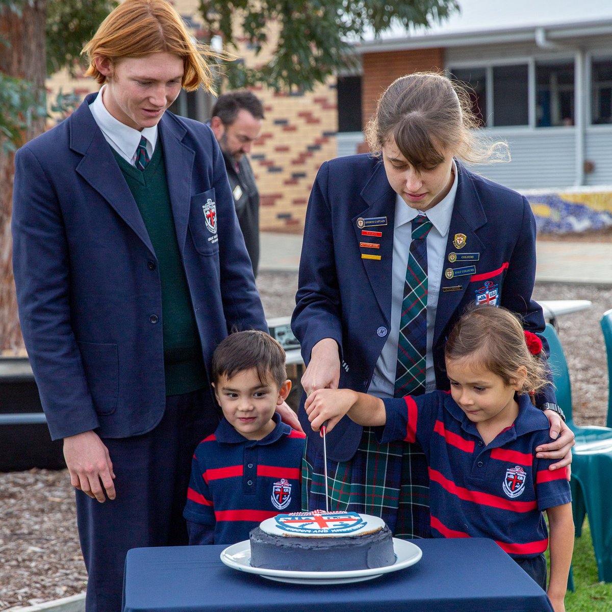 HAPPY Birthday GSG! 🎂 Twenty-two years old, we celebrated in style with the Running of the Flags race, cake-cutting by youngest and oldest students, a Pipe Band performance, and students receiving iced cupcakes decorated by Hospitality students. 
#proudtobeGSG #happybirthday