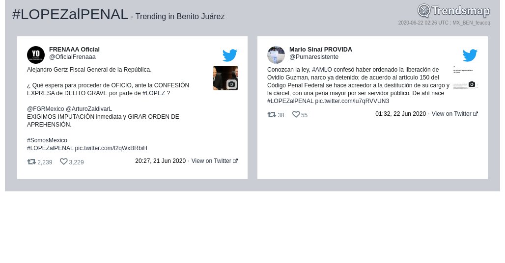 TrendsBJ's tweet photo. #lopezalpenal es ahora una tendencia en #BenitoJuárez

https://t.co/Dw1bpzf8Al https://t.co/jB6y54q3dZ