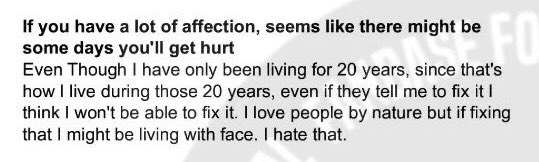 there are some people who insist that his love for fans and the members is"fake" or "over the top" he knows what people say about him, yet he doesn't change his personality to fit what people want. he shows his love the way he knows how, and doesn't lie for the cameras.