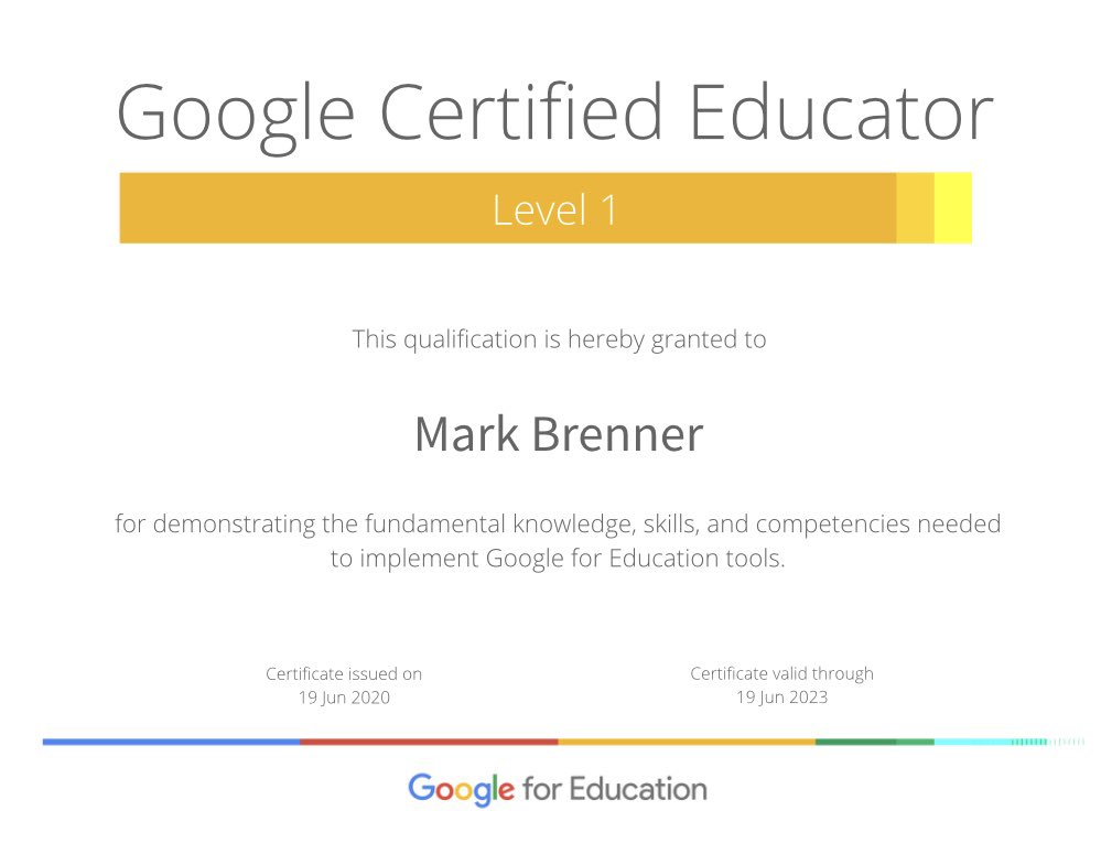 Official Google Certified Educator Level 1! Took the test Friday, results in today. <a href="/GoogleForEdu/">Google for Education</a> @IHSRajahs <a href="/derrickLawson62/">Derrick Lawson</a> <a href="/dsusd_innovate/">Dr. K. May-Vollmar</a> <a href="/CollegeCareerDS/">Kevin Bibo M.Ed.</a> <a href="/DesertSandsUSD/">Desert Sands USD</a> <a href="/DesertSandsEF/">DesertSandsEF</a> <a href="/Mrs21Rodriguez/">Monica Rodriguez</a> @IHSMsHerrera @FurrCyn <a href="/sally1adams/">Sally Adams</a> #whatyoudowhennooneislooking #GoogleCE