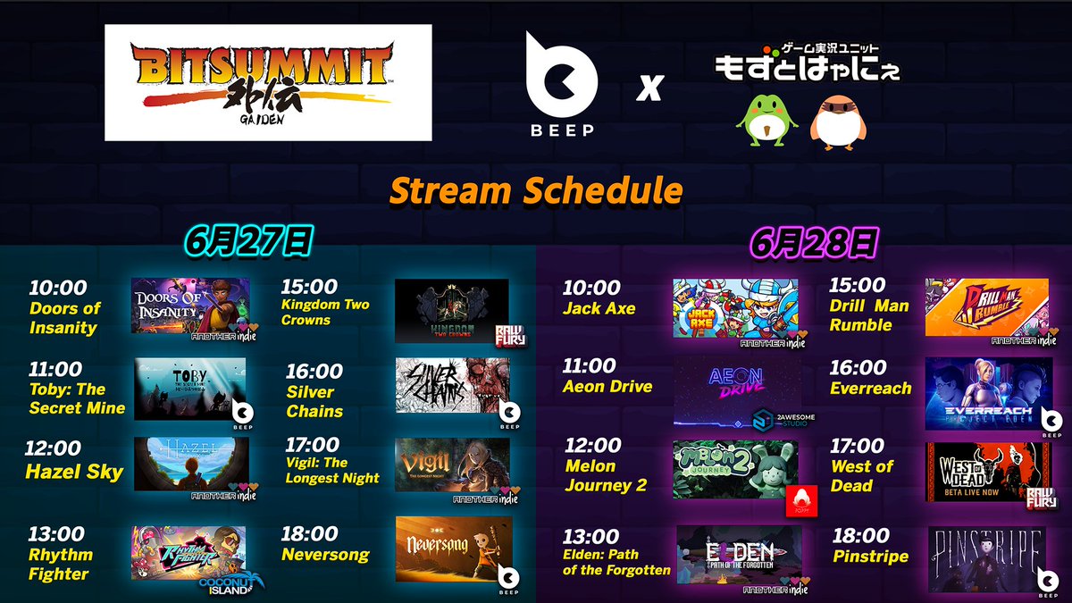 mozbeeee's tweet photo. もずはゃ🎮大プレゼント企画✨
協賛@BeepCompany @anotherindie
6/27~28のBitSummit外伝 #もずはゃ のインディゲーム実況をみてゲームをゲット🎁
https://t.co/ZuOtVHDCBJ
《応募方法》
1.ツイッターで@yousei_hayanieをフォロー
2.#BitSummitGaiden をつけてこの投稿を引用RT!
応募締切は6/30まで! https://t.co/ErX9nyAoMN