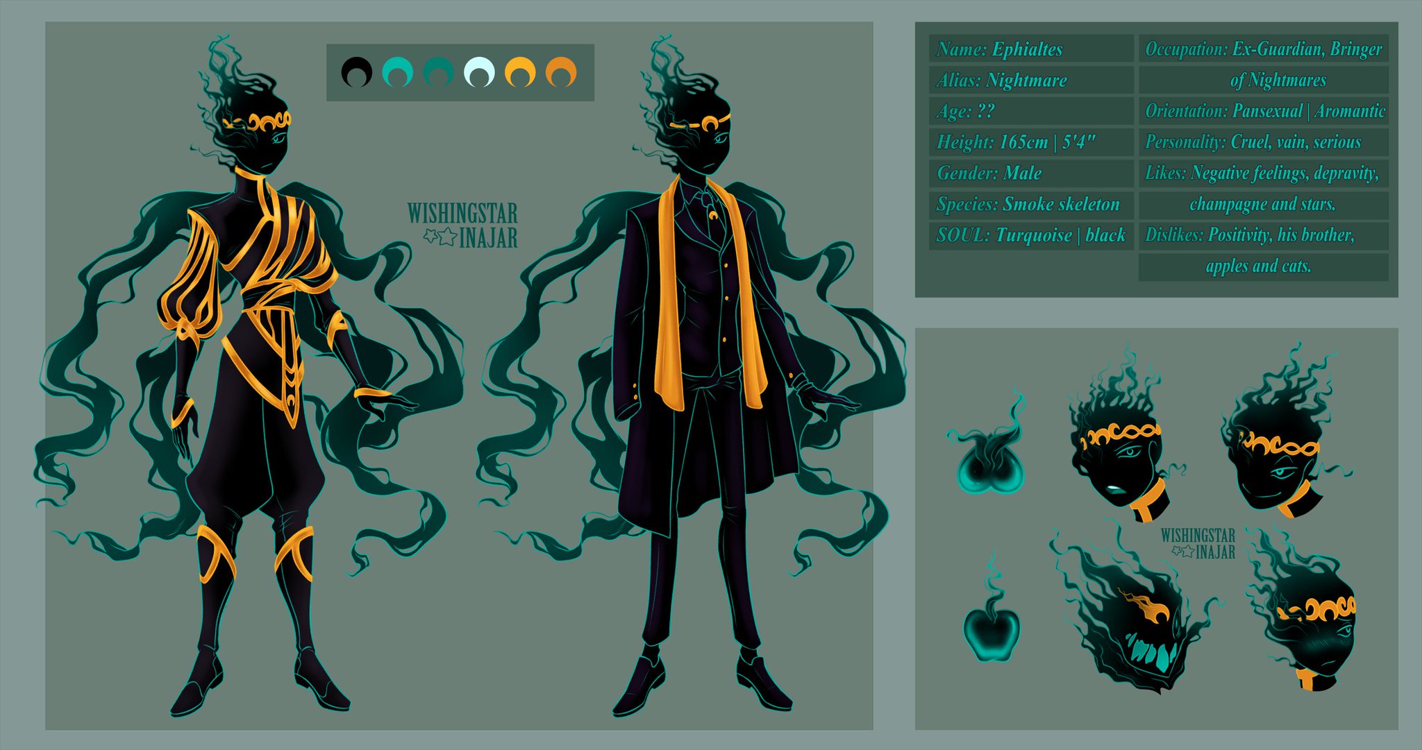 WishingStarInAJar ✨🫙 on X: A simple reference sheet for my AU version of Nightmare  Sans. Please meet Ephialtes, the smokey ex-Guardian of the Sacred Tree, now  the Bringer of Nightmares. Profile:  #