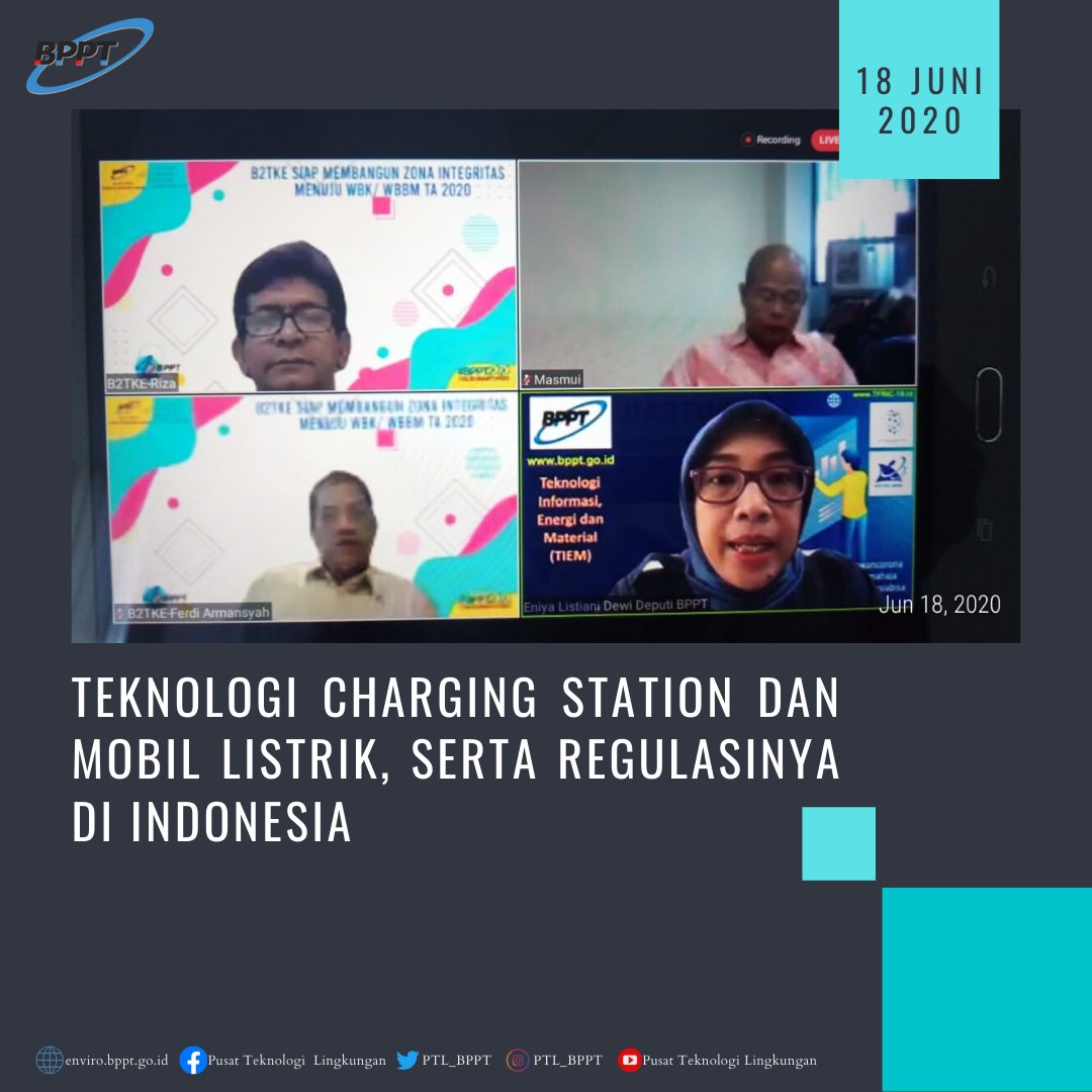 ptl_bppt's tweet image. Kamis (18/06)
PTL-BPPT diwakili oleh Nawa Suwedi, Wiharja, dan Iin Parlina menghadiri undangan Forum Fungsional daring bertajuk “Teknologi Charging Station dan Mobil Listrik, Serta Regulasinya di Indonesia”. 

#BPPTRI #BPPT2020 #TeknologiLingkungan