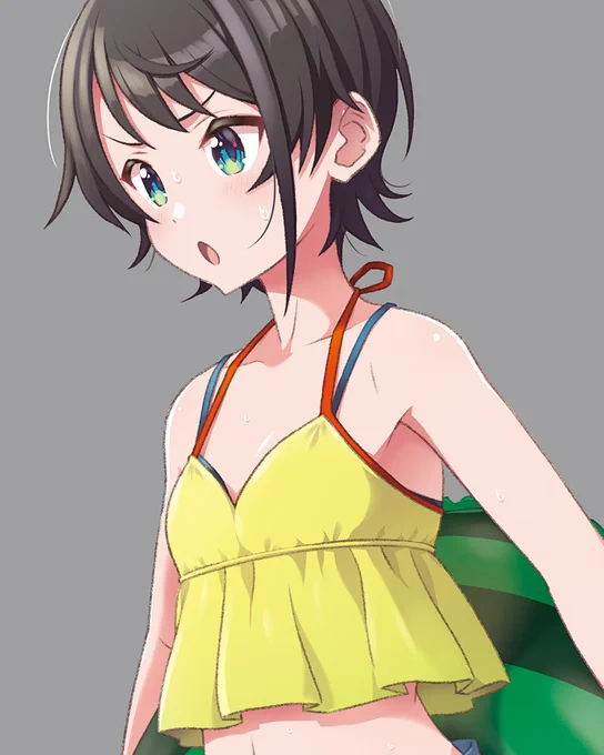 先日のミオスバ配信に着想を得て、小学生すばう(水着)描きました
タンキニっぽい形で描いたらショタみが凄くなったので上を少し変えてみた?

#プロテインザスバル 