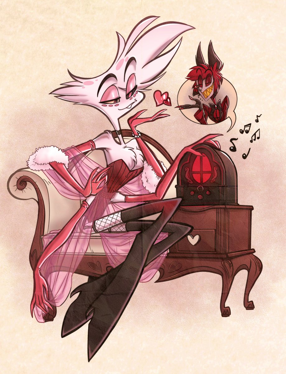 madelezabeth's tweet photo. Aaand we're done! #AngelDustWeek day 7, "Pinup". Sorry, i can only go so far without drawing anything #radiodust bc im trash #HazbinHotel #HazbinHotelAngelDust #HazbinHotelAlastor https://t.co/txFT2ALXOt