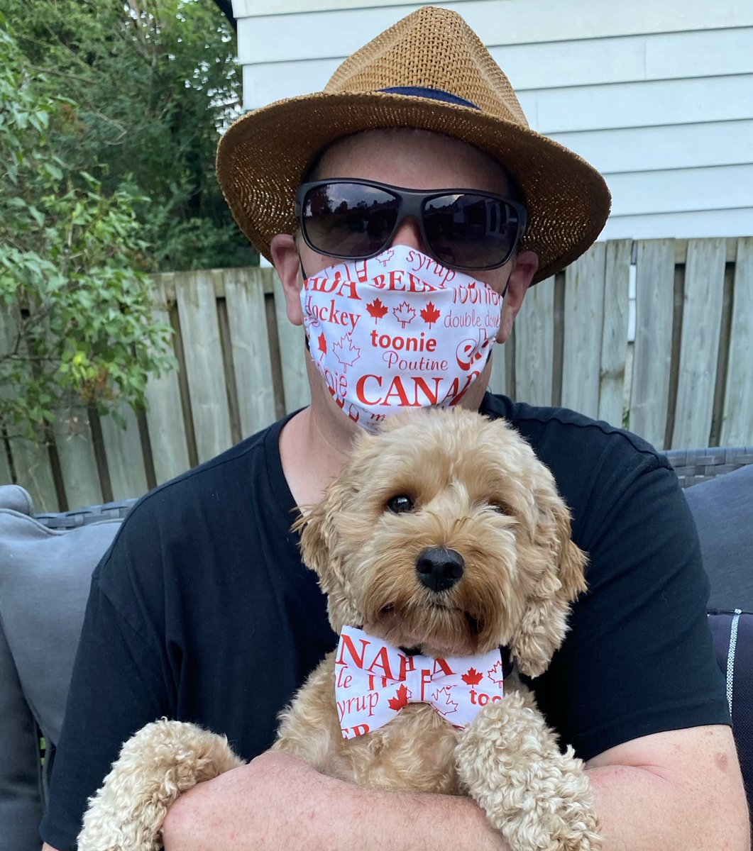 fetchingbowties's tweet photo. My two handsome guys are killing it while “Twinning” it in their ‘I Am Canadian’ face mask and bow tie. Larry and his Dad are totally ready for Canada Day!
#killingitwhiletwinningit #twinning #twinninginfetchingstyle #samesies #dadanddog #bowtienation #facemask #canadaday https://t.co/G95Crtibj9