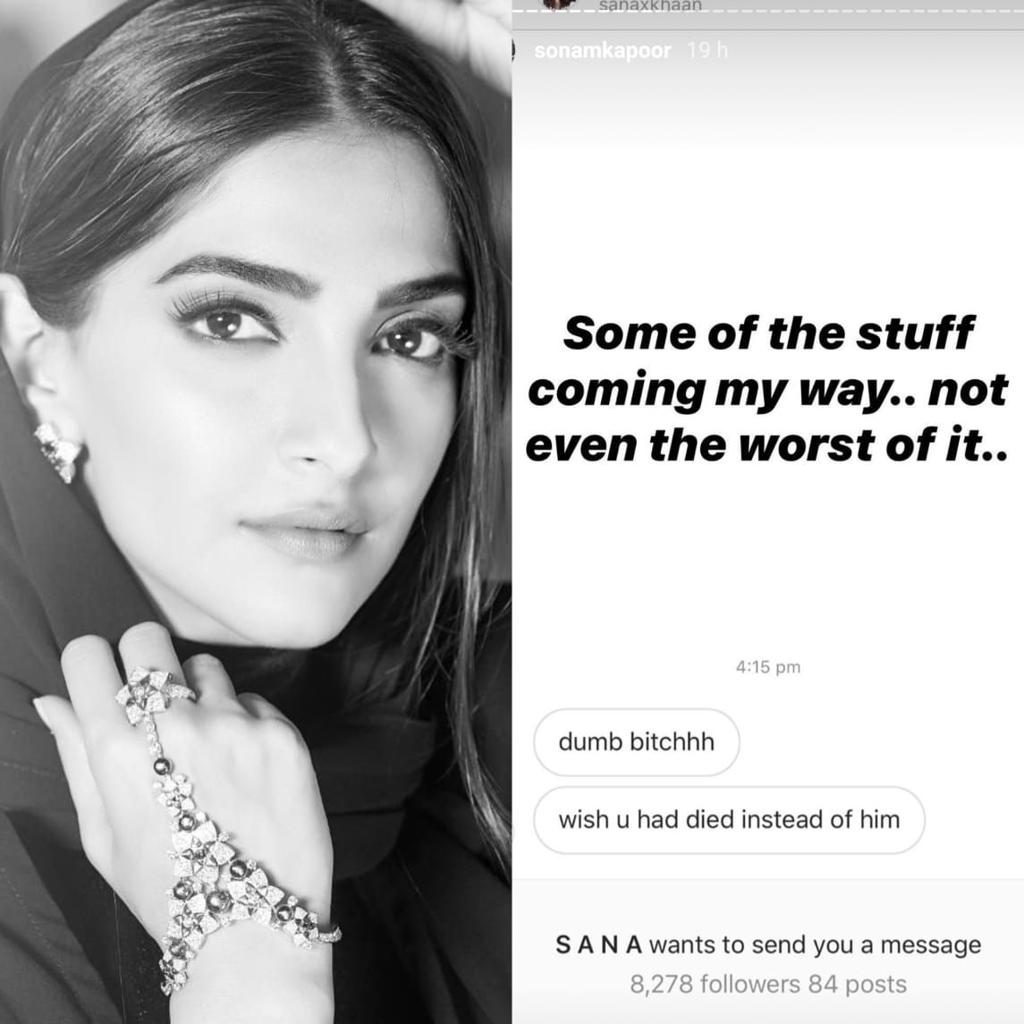 pinkvilla's tweet photo. .@sonamakapoor shared multiple messages full of hate that she has been receiving after Sushant Singh Rajput's death.

#SonamKapoor #SonamKapoorAhuja #SushantSinghRajput https://t.co/NzAoD1H1xK