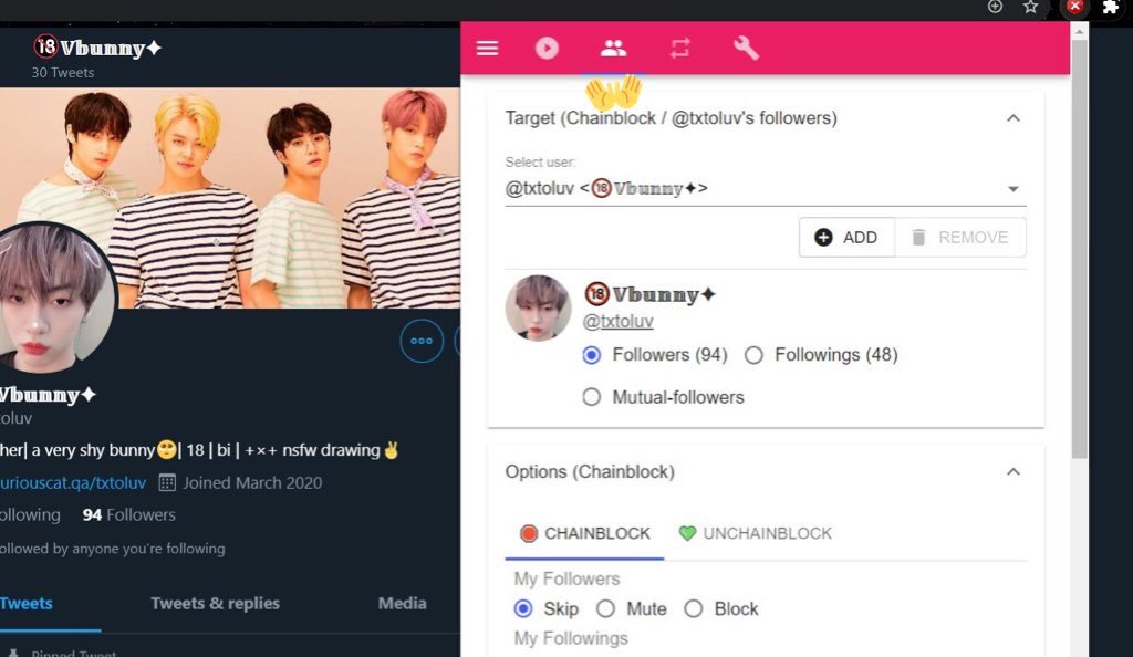 it doesnt work for priv accs but it should work just fine for public. go check the google doc to go to an acc. once ure on their profile, click on the extension at the top right corner (looks like a red button) and go to the second tab (looks like two ppl, i put a sticker on it)