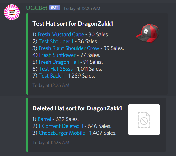 Green On Twitter Ever Wanted To See How Much Robloxugc You Own Or In Depth Owner Accessory Detail I Ve Just Pushed A Ugcbot Update That Lets You Scrape And Break Down Your Inventory - roblox ugc notifier discord bot