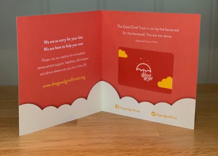 Each person’s grief is unique. The support they will need is unique to their particular loss. Our vision is that every bereaved person receives a choice of immediate support. We are working to ensure our cards are provided from day one. Pls order here:  thegoodgrieftrust.org/order-ggt-card…