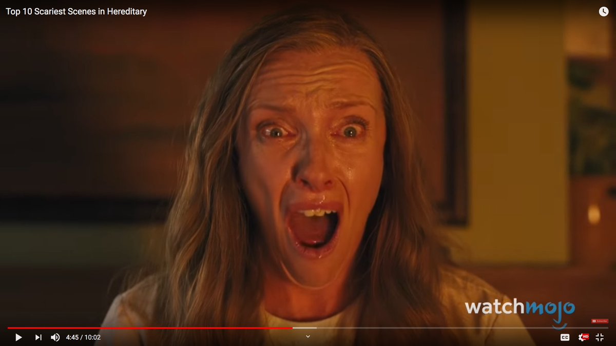 I was laughing.A guy gets engulfed in flames, and he just stands there.Toni Collette opens her mouth so wide that she looks like a computer graphic special effect.