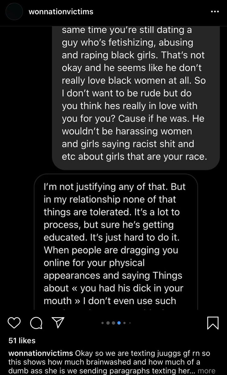 The gf of juug aka yvngjuuggin is also defending these dudes. She is also a Black woman (1/4)