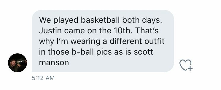 after performing, justin was with selena the whole time and when she left, he was with his friends and he was playing basketball on BOTH 9th and 10th. he's saying the truth