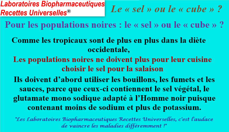 RecettesUHealth's tweet image. Pour les populations noires : le « sel » ou le « cube » ?

Les Laboratoires Biopharmaceutiques Recettes Universelles en parle...

Lisez la publication en suivant le lien :

drive.google.com/file/d/1069sdi…

#LesLaboratoiresRecettesUniverselles
#RecettesUniverselles
#Cameroun
#Cameroon