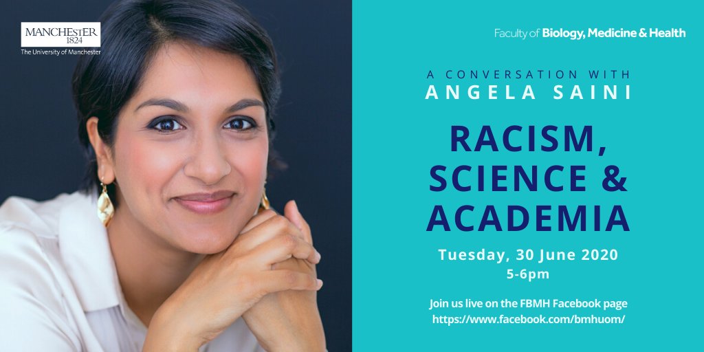 Join a discussion about Racism, Science &amp; Academia. Journalist and Author, Angela Saini with Dr Hema Radhakrishnan discussing racism and its impact. 
Live on Facebook, you can watch the event here: facebook.com/bmhuom/