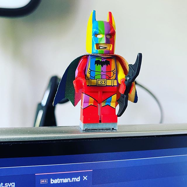 eliostruyf's tweet photo. This little guy arrived just in time! #Pride #PrideMonth #Lego #Batman #BatmanPride https://t.co/HVHJh6sIbz
