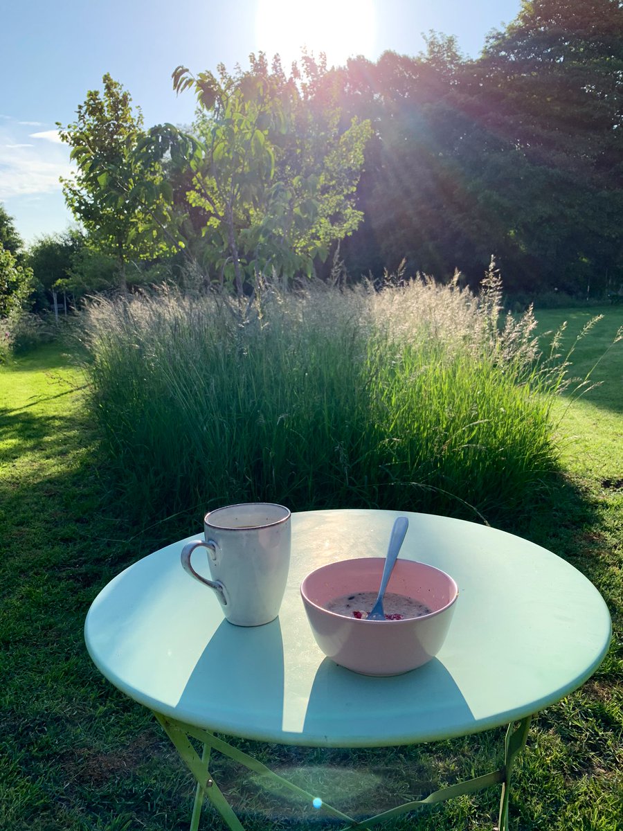 peteswiftysan's tweet photo. Chased the sunny spot for breakfast this morning. Been here 8 years and never realised, as normally I’m in the office! Right - new week, big week, let’s ave it #lockdownprogress https://t.co/3kK66uvkfh