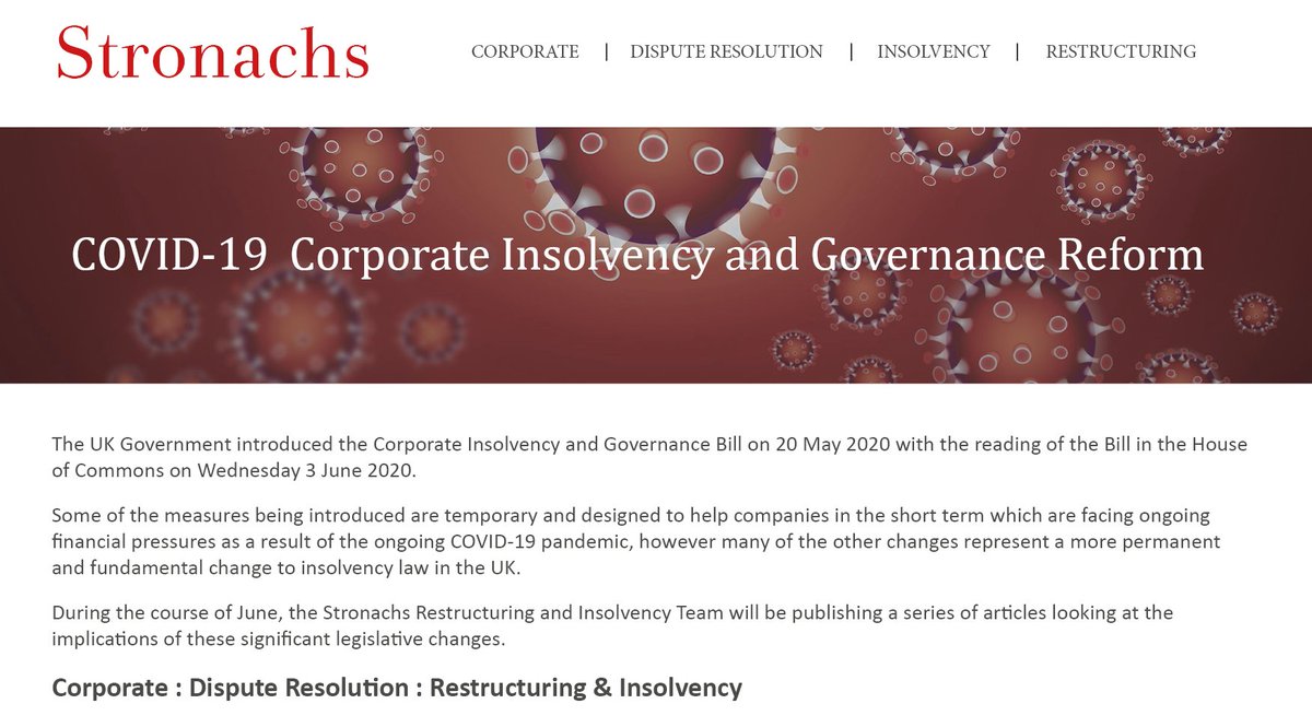 StronachsLLP's tweet photo. Wrongful Trading – we look at the potential impact of the Corporate Insolvency and Governance Bill. https://t.co/EMaJgS2XNB
• Existing Legal Provisions
• The Proposed Temporary Suspension
• Analysis
#covid19 #wrongfultrading #insolvency #corporate #governance #legaladvice https://t.co/UyjpNP59Yb