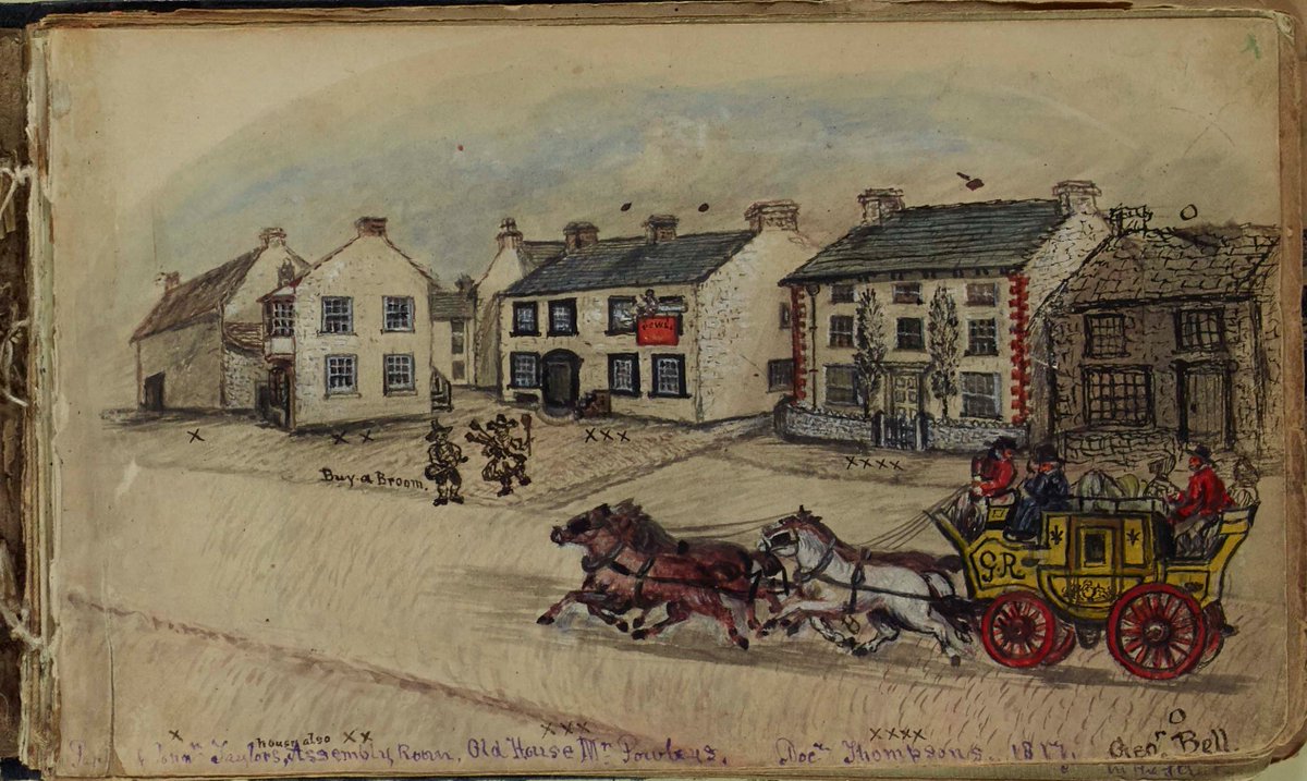 Kirkby Stephen, from a book of sketches, scenes and poems made by Thomas Fawcett in 1876, aged 70 years, made from his memory of the town as it was in 1817 #KendalArchives #MemoryTimeTravel #HistoryBeginsAtHome