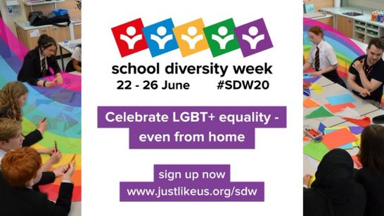 It’s #SchoolDiversityWeek a when schools across the UK will be celebrating #LGBT+ #equality and #diversity in education!! 😊🥳🌈