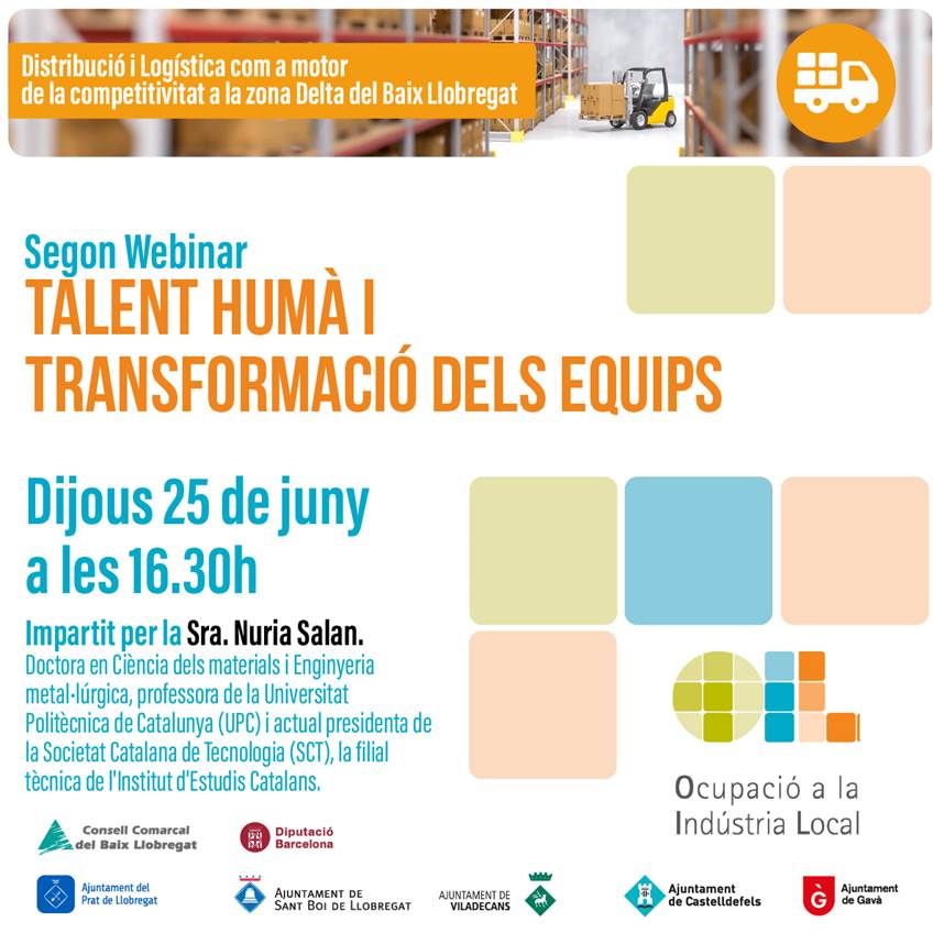 Seguim amb el segon webinar del nostre cicle 👍
"Talent humà i transformació dels equips" a càrrec de <a href="/nuriasalann/">Nuria Salan @CovidWarriors</a> #DesenvolupamentLocal #Empresa #OcupacioIndustria #Industria40 #AgendaIndustria
🗓️Dijous 25/06/2020
⏰16:30h.
👉Inscripcions: eseu.gavaciutat.cat/icp/