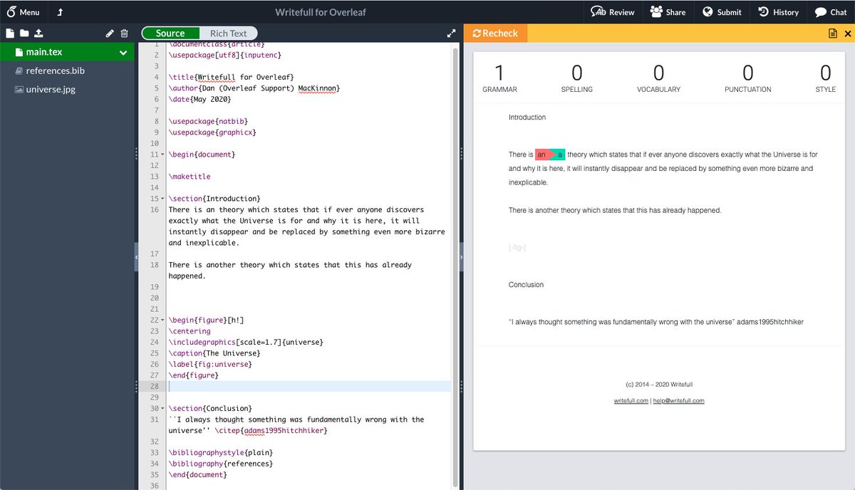 ICYMI <a href="/Writefullapp/">Writefull</a> are beta testing a language feedback tool for <a href="/overleaf/">Overleaf</a> that is specifically geared towards academic research writing. <a href="/_jpcastrog_/">Juan Castro</a> and the team would love your feedback! It's available here as a Chrome extension: chrome.google.com/webstore/detai… #phdchat #writingtips