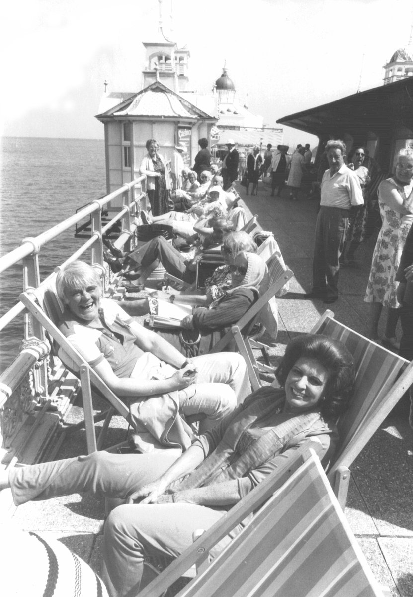 Another sweet little time capsule for you: Pat Pheonix and Tony Booth starred in The Man during the Devonshire Park Theatre's 100th centenary anniversary. Here they are catching some rays down on the pier!