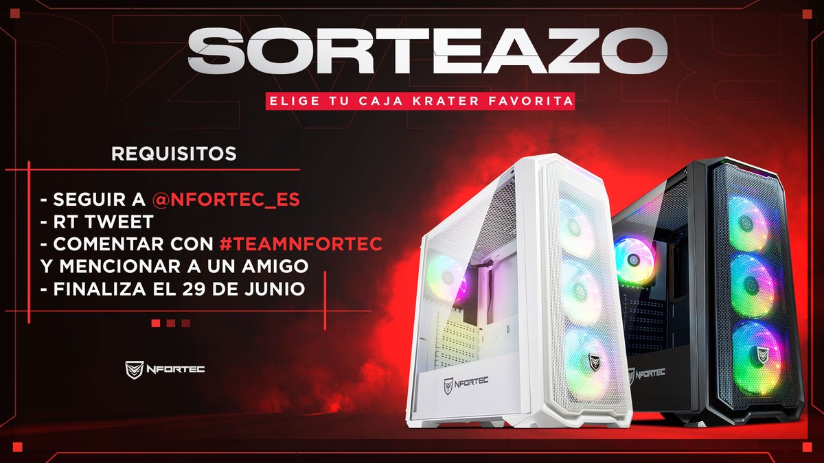 Nfortec_ES's tweet image. 🤖SORTEAZO 🤖 
Participa y consigue la caja #Krater con la que siempre has soñado ❤️

Requisitos:
➡️Sigue a @Nfortec_ES 
🔁RT al tweet
🗨️ Comenta con el HT #TeamNfortec y menciona a un amigo 

⌛️ Finaliza el 29/06/2020
* Solo válido para España