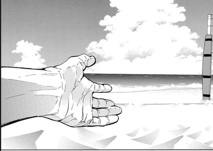 furudate literally dropped a panel where hinata visualising how he play or how he remind himself things he learn on playing beach volleyball in a crucial moment 