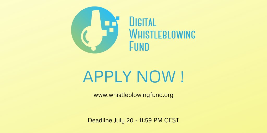 DigitalWBFund's tweet photo. 📣 Call for applications: The @DigitalWBFund offers financial and tech support to start a secure digital #whistleblowing initiative. Now open for European #anticorruption projects working on environmental and public health issues, Deadline July 20 🔗https://t.co/L6PbN67ctl https://t.co/AqeuQOTruI