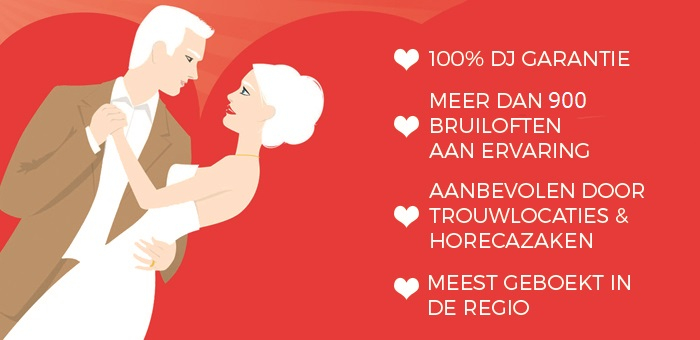 || WIE ZIJN WIJ?||
DJ op je bruiloft.. 
> 100% DJ garantie
> meer dan 900 bruiloften ervaring! 
> aanbevolen door trouwlocaties &amp; horecazaken
> meest geboekt in de regio!