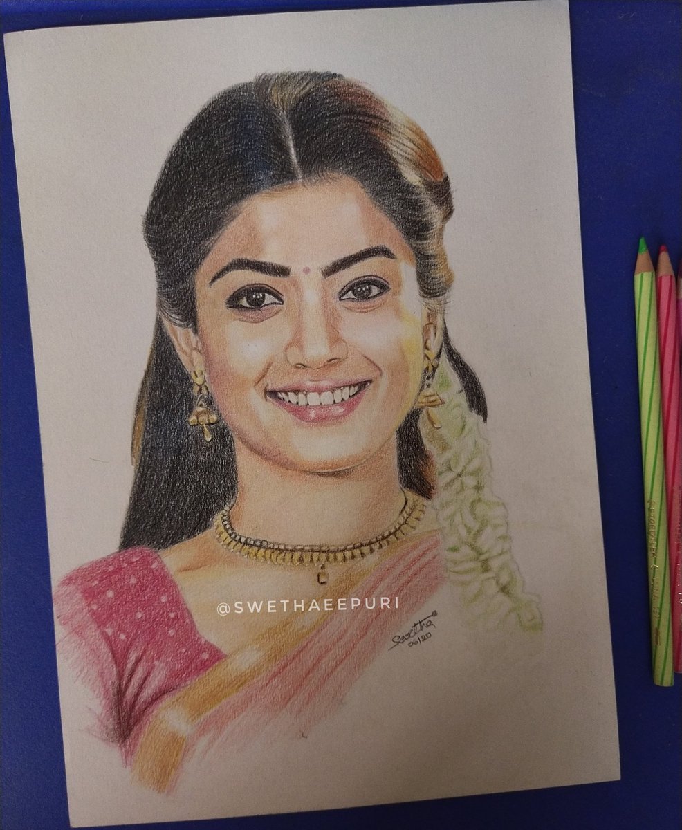 Drawing beautiful actress <a href="/iamRashmika/">Rashmika Mandanna</a>  Drawing done by me :) hope you love my art <a href="/iamRashmika/">Rashmika Mandanna</a>
