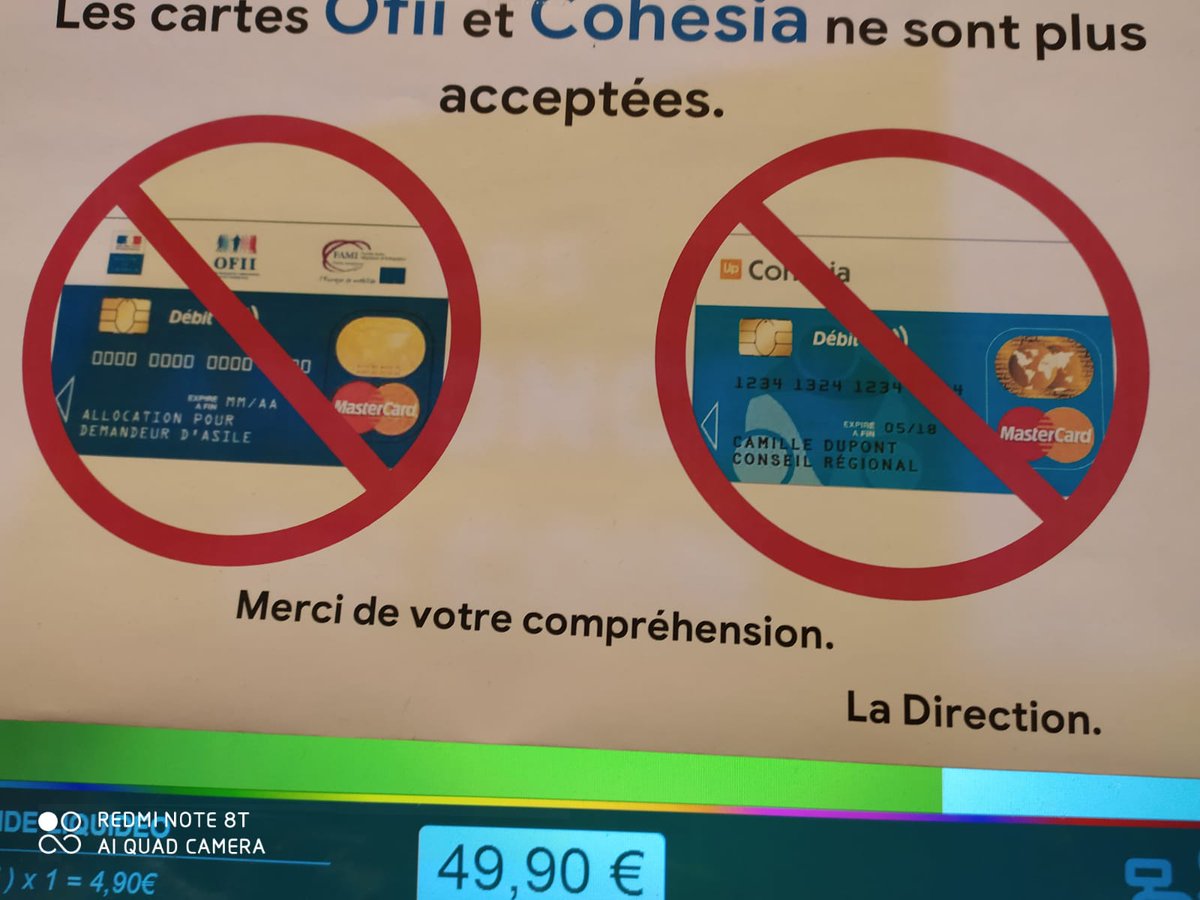 legisti's tweet photo. #OFII_FRANCE avait vendu le passage d'une carte de retrait à une carte de paiement comme LA SOLUTION qui allait simplifier la vie des demandeurs d'asile. De plus en plus de commerces refusent cette carte. Que compte faire réellement l'OFII pour remédier à cela ? photo du 19/06/20 https://t.co/KaHHHtCeqL