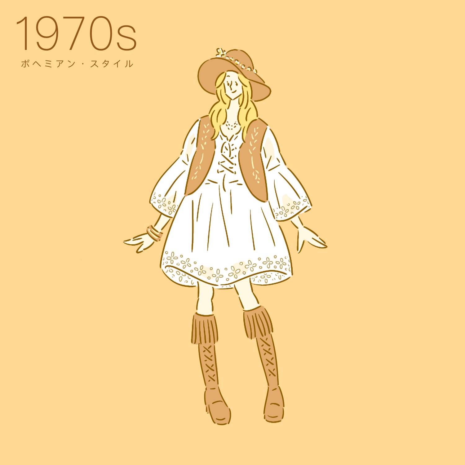 巡りめくるファッション史 服 歴史 知識 勉強 1970s ボヘミアン スタイル ファッション イラスト ファッションイラスト 知識 ジプシー T Co Yiks3wnazr Twitter