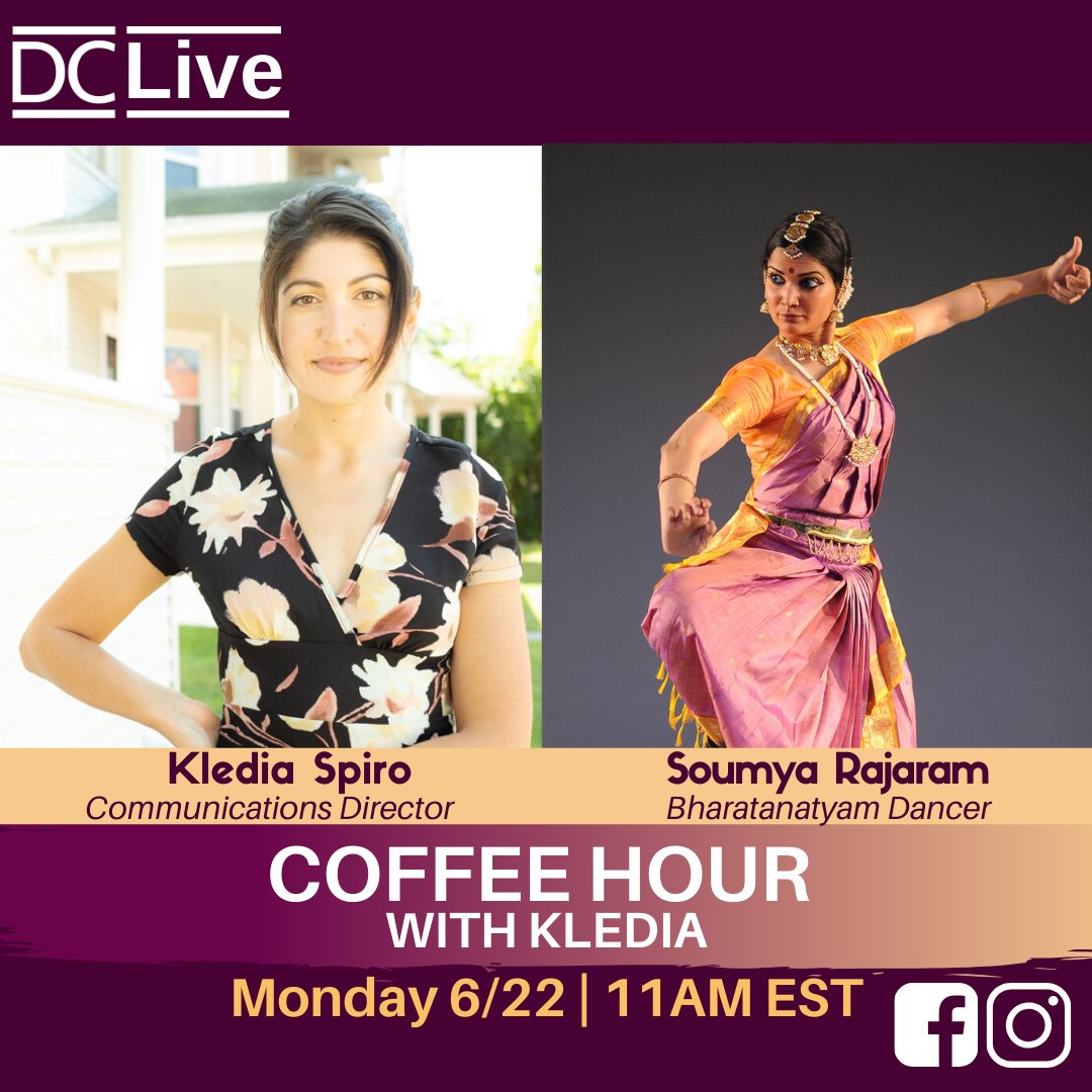DanceComplex's tweet photo. Today on Coffee Hour! 

Soumya Rajaram is a Bharatanatyam dancer (classical dance from Southern India) who is an active contributor in the Boston area and is a regular performer at the Dance Complex festivals. 

#TheDanceComplex #KeepBuildingDance #DanceHappensEverywhere https://t.co/Vz0HICBgsN