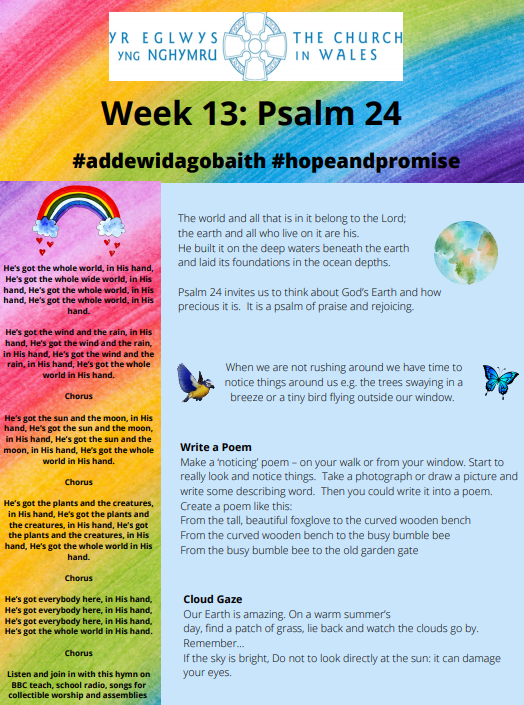YsgolyLlan's tweet photo. Week 13 - Hope and Promise resources - Psalm24 #addewidagobaith #hopeandpromise https://t.co/GVa1w8yzRl