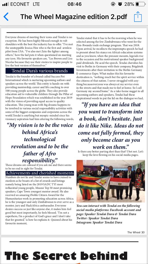 WheelMagazine's tweet photo. There is a Superior Being who governs the seen and unseen worlds. People can never be superheroes but products of God’s grace. @TendaiDara speaks about his journey, how it all started and where he is now.Get more from thewheelmag@gmail.com or app 0779698613 to get your copy. https://t.co/NtEjCiBJIY