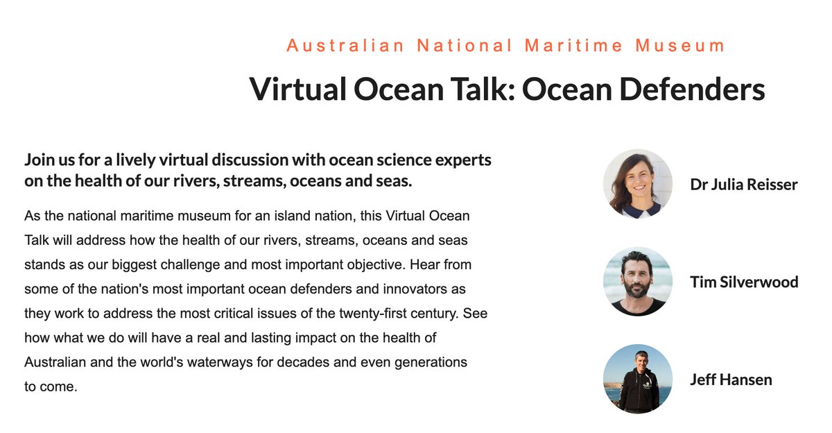 I will be part of an exciting Virtual Ocean Talk <a href="/seamuseum_/">Australian National Maritime Museum</a> , alongside <a href="/timsilverwood/">Tim Silverwood</a> &amp; <a href="/Jeff_Hansen/">Jeff Hansen</a> Hope to e-see you there!! :) sea.museum/whats-on/event…
