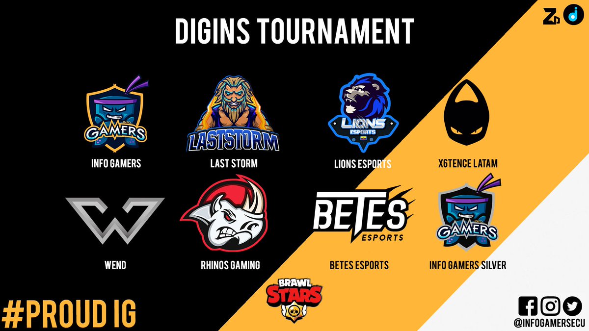 #DiginsTournament

¡Llegó la hora de #BrawlStars!

Anunciamos a los 8 participantes que lucharán por ser el mejor equipo de este evento. 🎮

◼️ 1 semana de mucha acción.
◻️ Grandes equipos con excelentes jugadores.

¿Cuál es tu favorito?
Apoyalo en los comentarios.😉

#ProudIG