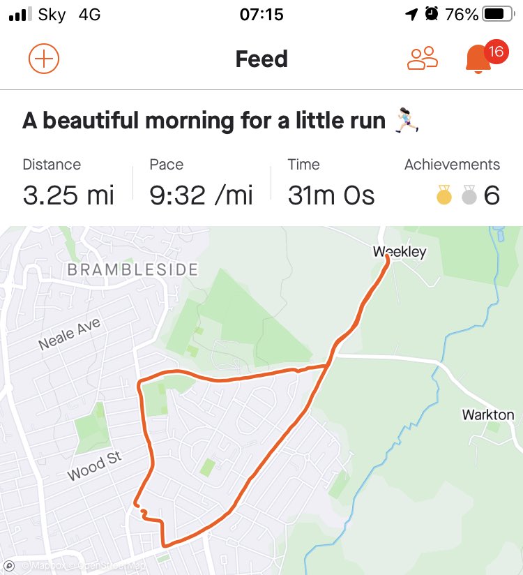 A cheeky little 5k run in the sunshine.#HappyMonday ❤️