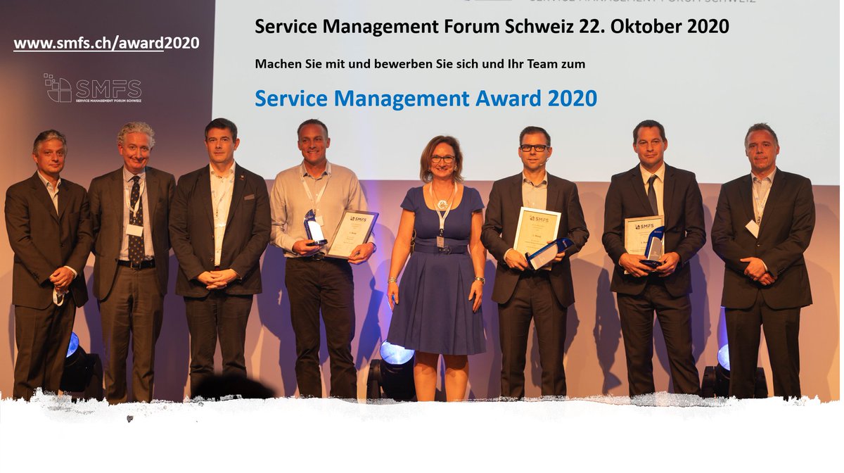 Service Management Forum 2020 smfs.ch
Machen Sie mit und bewerben Sie sich und ihr Team für den Service Management Award 2020: smfs.ch/award2020
Am 22. Oktober werden die Preisträger von einer fachkundigen Jury ausgewählt. 
#smfs2020 #awards2020 #switzerland